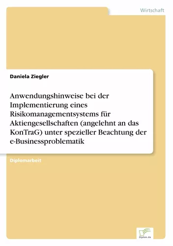 Anwendungshinweise bei der Implementierung eines Risikomanagementsystems für Aktiengesellschaften (angelehnt an das KonTraG) unter spezieller Beachtung der e-Businessproblematik