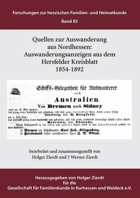 Auswanderungsanzeigen aus dem Hersfelder Kreisblatt 1854-1892