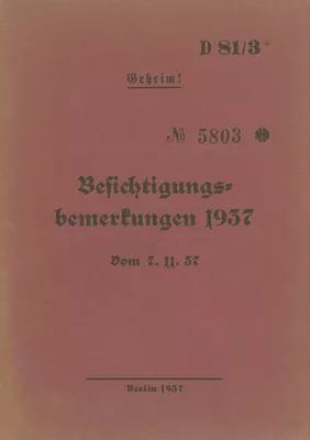 D 81/3+ Besichtigungsbemerkungen 1937 - Geheim