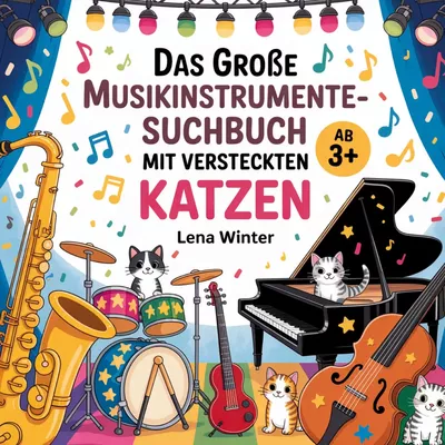Das Große Musikinstrumente Suchbuch mit Verstecken Katzen