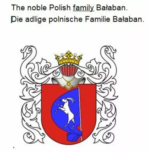Die adlige polnische Familie Balaban. The noble Polish family Balaban.
