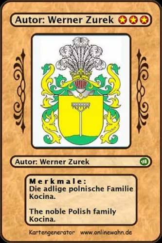 Die adlige polnische Familie Kocina. The noble Polish family Kocina.