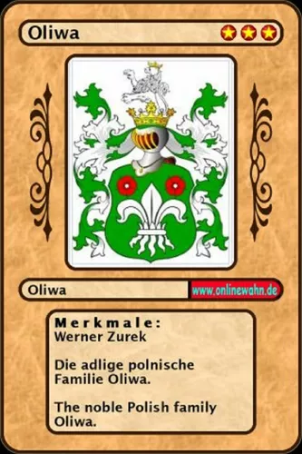 Die adlige polnische Familie Oliwa. The noble Polish family Oliwa.