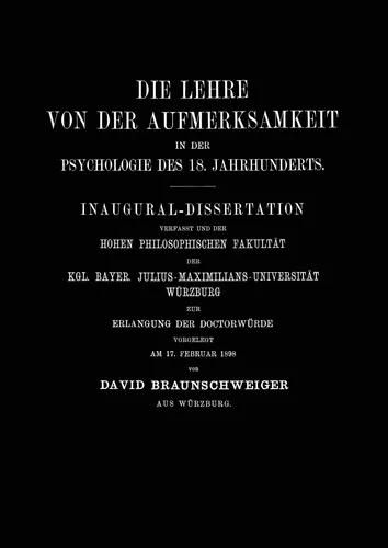 Die Lehre von der Aufmerksamkeit in der Psychologie des 18. Jahrhunderts
