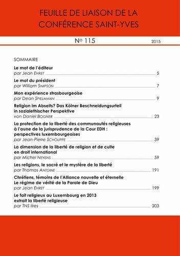 Feuille de liaison de la Conférence Saint-Yves