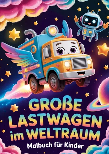 Große Lastwagen im Weltraum Malbuch für Kinder