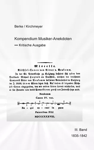 Kompendium Musiker-Anekdoten Dritter Band 1835-1842