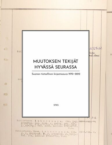 Kansikuva Suomen tieteellisen kirjastoseuran historiikistä
