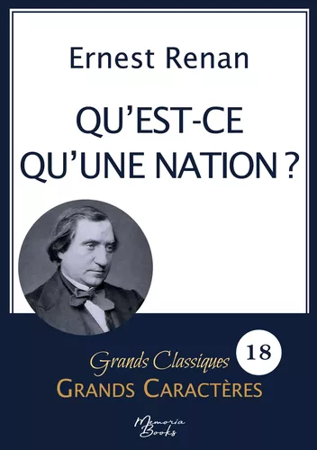 Qu'est-ce qu'une nation ? d'Ernest Renan en grands caractères