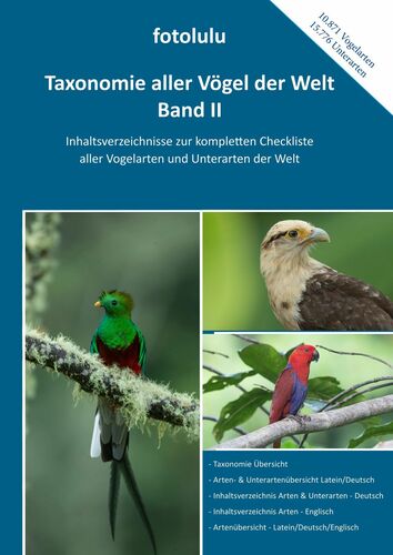 Taxonomie aller Vögel der Welt - Band II