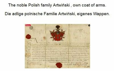 The noble Polish family Artwinski. Die adlige polnische Familie Artwinski.