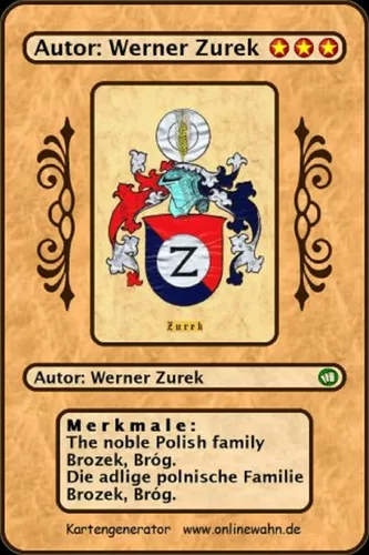 The noble Polish family Brozek, Bróg. Die adlige polnische Familie Brozek, Bróg.