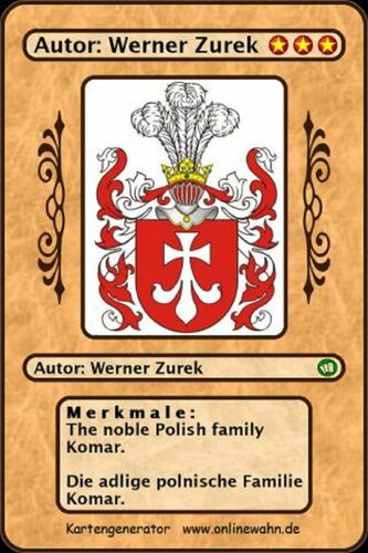 The noble Polish family Komar. Die adlige polnische Familie Komar.