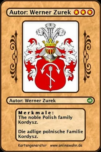 The noble Polish family Kordysz. Die adlige polnische Familie Kordysz.