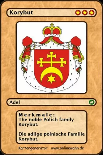 The noble Polish family Korybut. Die adlige polnische Familie Korybut.