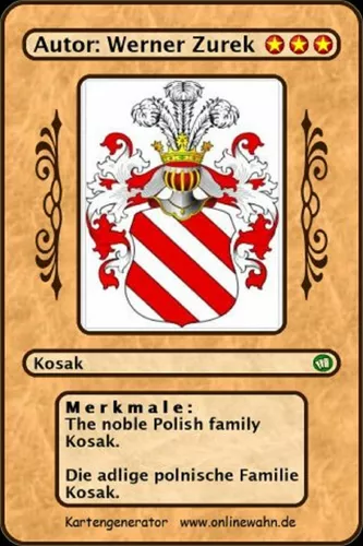 The noble Polish family Kosak. Die adlige polnische Familie Kosak.