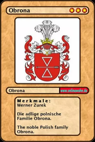 The noble Polish family Obrona. Die adlige polnische Familie Obrona.