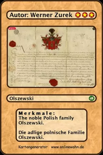 The noble Polish family Olszewski. Die adlige polnische Familie Olszewski.