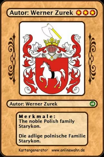 The noble Polish family Starykon. Die adlige polnische Familie Starykon.