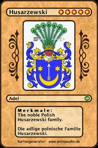 The noble Polish Husarzewski family. Die adlige polnische Familie Husarzewski.