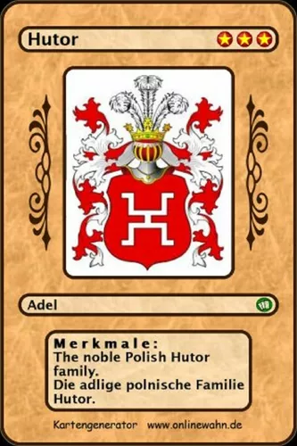 The noble Polish Hutor family. Die adlige polnische Hutor Familie.