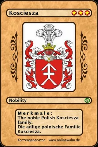 The noble Polish Kosciesza family. Die adlige polnische Familie Kosciesza.
