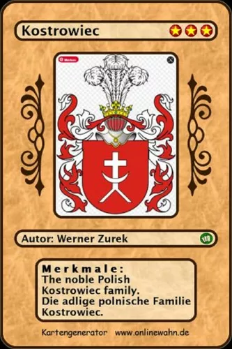 The noble Polish Kostrowiec family. Die adlige polnische Familie Kostrowiec.