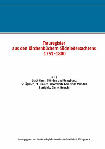 Trauregister aus den Kirchenbüchern Südniedersachsens 1751-1800