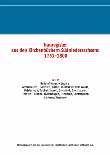 Trauregister aus den Kirchenbüchern Südniedersachsens 1751-1800