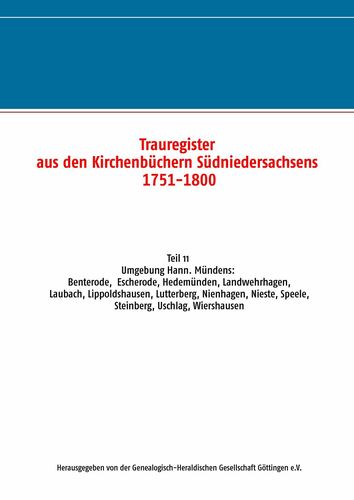 Trauregister aus den Kirchenbüchern Südniedersachsens 1751-1800