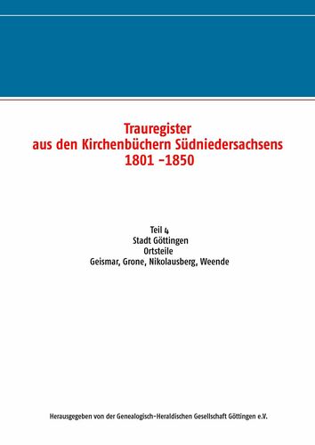 Trauregister aus den Kirchenbüchern Südniedersachsens 1801 -1850