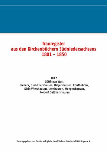 Trauregister aus den Kirchenbüchern Südniedersachsens 1801 - 1850