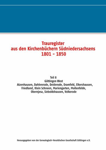 Trauregister aus den Kirchenbüchern Südniedersachsens 1801 - 1850