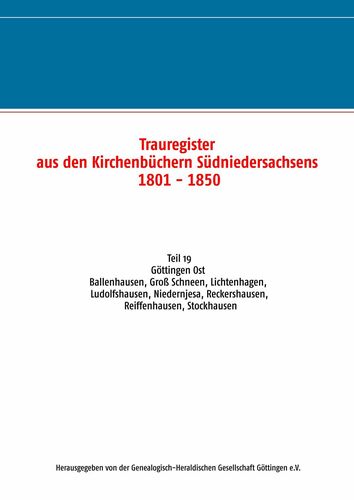 Trauregister aus den Kirchenbüchern Südniedersachsens 1801 - 1850