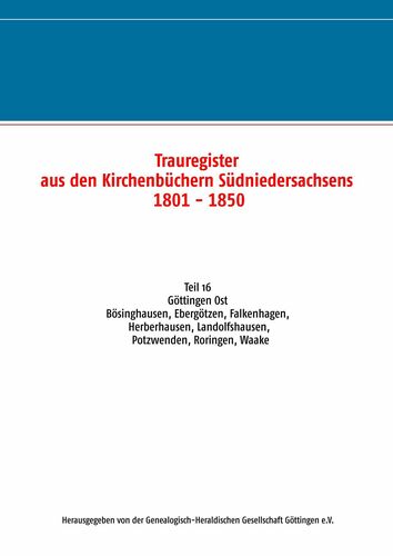 Trauregister aus den Kirchenbüchern Südniedersachsens 1801 - 1850