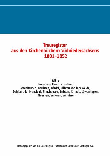 Trauregister aus den Kirchenbüchern Südniedersachsens 1801-1852