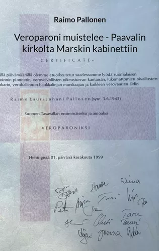 Veroparoni muistelee